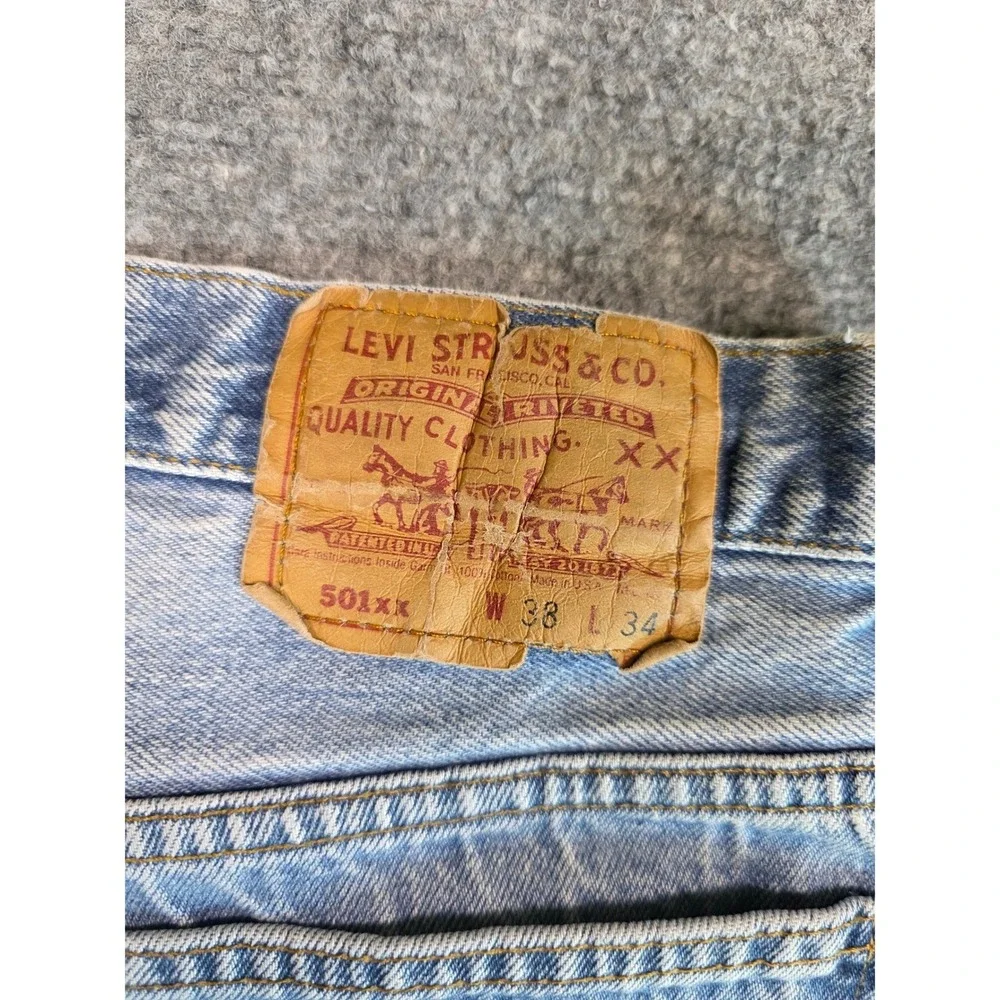 Vintage 90s Levis 501xx Jeans Mens 38x34 Light Wash Blue Denim Made in USA